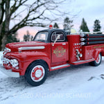 51 Ford F100 Fire Truck in the Snow